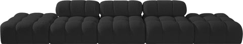 Darcy 170" Black Boucle Fabric Upholstered Sofa, 5-Piece