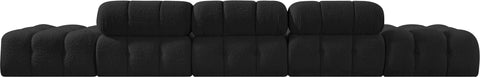 Darcy 170" Black Boucle Fabric Upholstered Sofa, 5-Piece