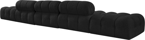 Darcy 170" Black Boucle Fabric Upholstered Sofa, 5-Piece