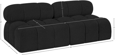 Darcy 68" Black Boucle Fabric Upholstered Armless Loveseat, 2-Piece