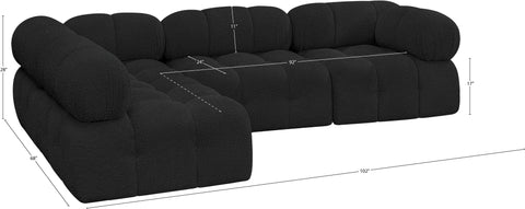 Darcy 102" Black Boucle Fabric Upholstered Sectional, 4-Piece