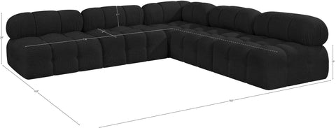 Darcy 102" Black Boucle Fabric Upholstered Sectional, 5-Piece