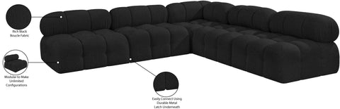 Darcy 102" Black Boucle Fabric Upholstered Sectional, 5-Piece
