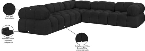 Darcy 102" Black Boucle Fabric Upholstered Sectional, 5-Piece (Style 2)