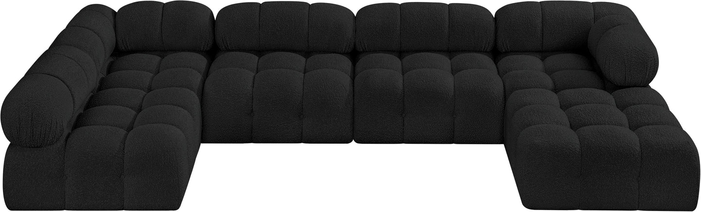 niya black boucle fabric modular sectional sec6a