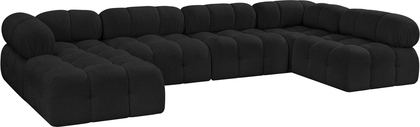 niya black boucle fabric modular sectional sec6a