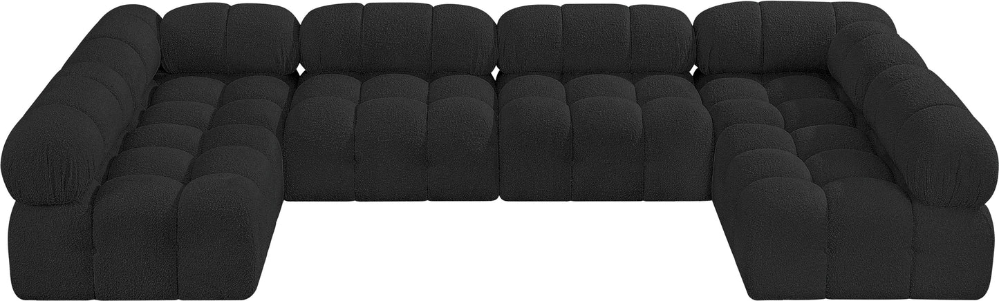 niya black boucle fabric modular sectional sec6b