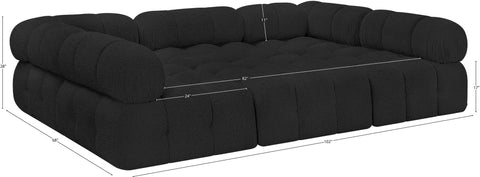 Darcy 102" Black Boucle Fabric Upholstered Sectional, 6-Piece