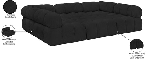 Darcy 102" Black Boucle Fabric Upholstered Sectional, 6-Piece