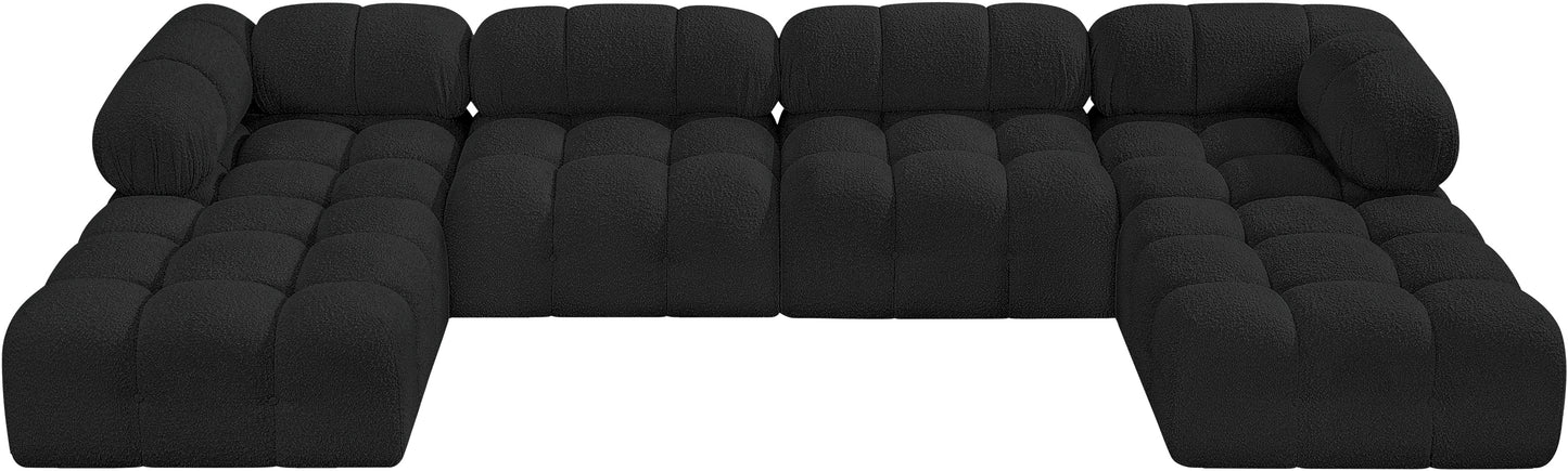 niya black boucle fabric modular sectional sec6d