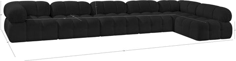 Darcy 170" Black Boucle Fabric Upholstered Sectional, 6-Piece