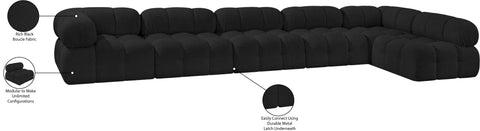 Darcy 170" Black Boucle Fabric Upholstered Sectional, 6-Piece