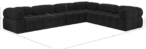 Darcy 136" Black Boucle Fabric Upholstered Sectional, 6-Piece (Style 4)