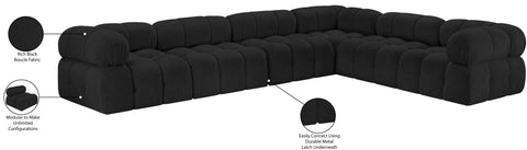 Darcy 136" Black Boucle Fabric Upholstered Sectional, 6-Piece (Style 4)