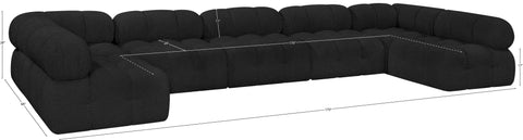 Darcy 170" Black Boucle Fabric Upholstered Sectional, 7-Piece