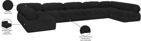 Darcy 170" Black Boucle Fabric Upholstered Sectional, 7-Piece