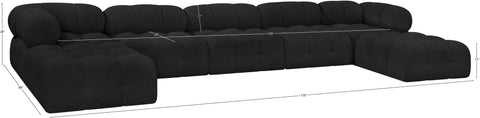 Darcy 170" Black Boucle Fabric Upholstered Sectional, 7-Piece (Style 2)