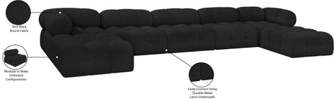 Darcy 170" Black Boucle Fabric Upholstered Sectional, 7-Piece (Style 2)