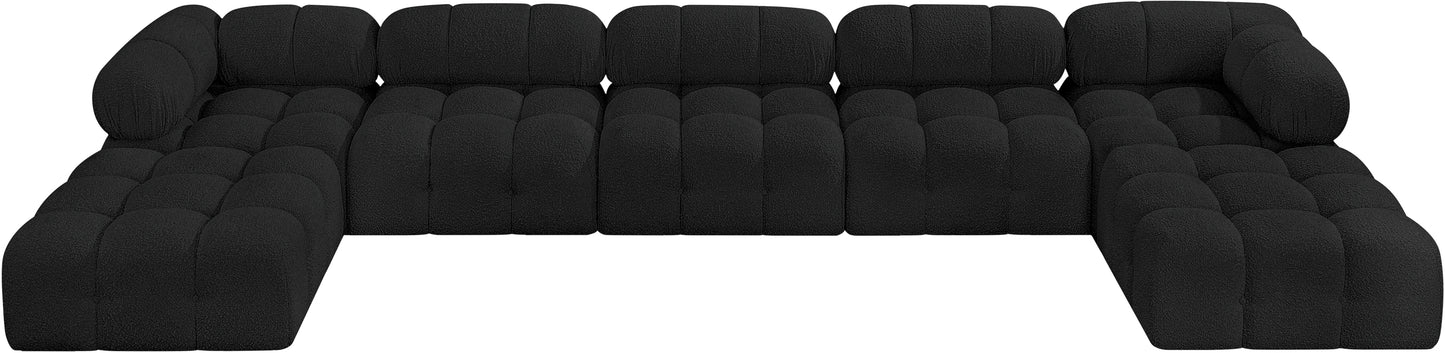 niya black boucle fabric modular sectional sec7b