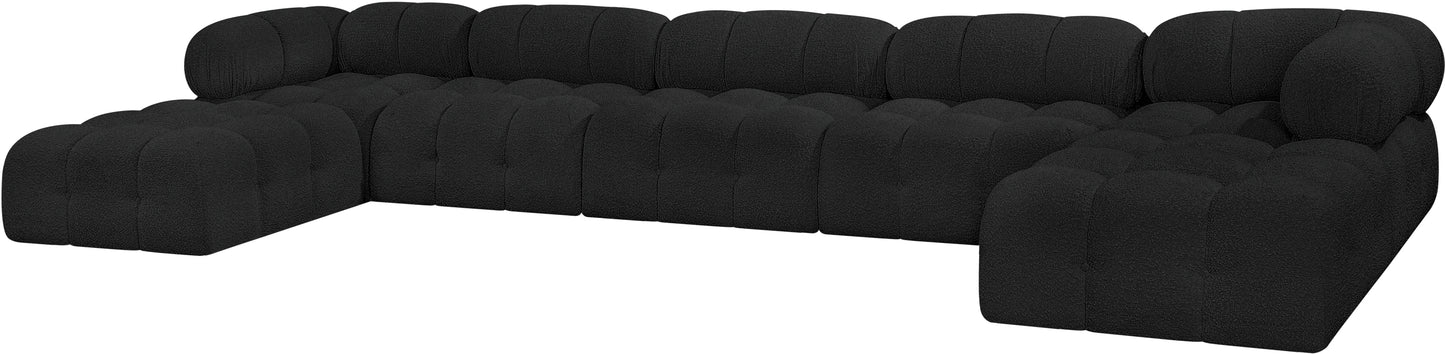 niya black boucle fabric modular sectional sec7b