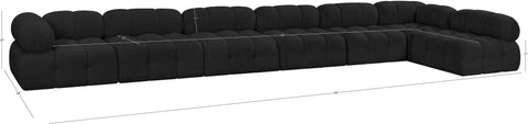 Darcy 204" Black Boucle Fabric Upholstered Sectional, 7-Piece