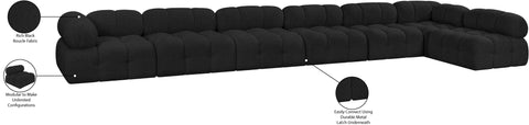 Darcy 204" Black Boucle Fabric Upholstered Sectional, 7-Piece