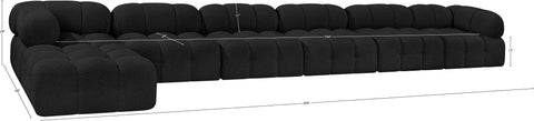 Darcy 204" Black Boucle Fabric Upholstered Sectional, 7-Piece (Style 2)