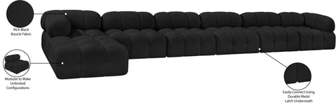 Darcy 204" Black Boucle Fabric Upholstered Sectional, 7-Piece (Style 2)