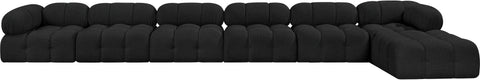 Darcy 204" Black Boucle Fabric Upholstered Sectional, 7-Piece (Style 2)