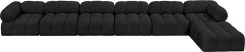 Darcy 204" Black Boucle Fabric Upholstered Sectional, 7-Piece (Style 2)