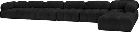 Darcy 204" Black Boucle Fabric Upholstered Sectional, 7-Piece (Style 2)