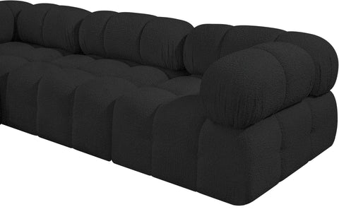 Darcy 136" Black Boucle Fabric Upholstered Sectional, 7-Piece