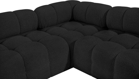 Darcy 136" Black Boucle Fabric Upholstered Sectional, 7-Piece