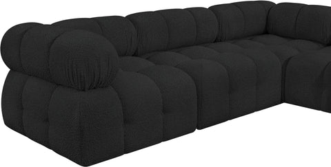 Darcy 136" Black Boucle Fabric Upholstered Sectional, 7-Piece