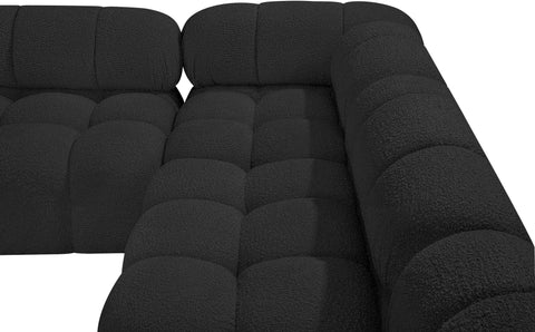 Darcy 136" Black Boucle Fabric Upholstered Sectional, 7-Piece