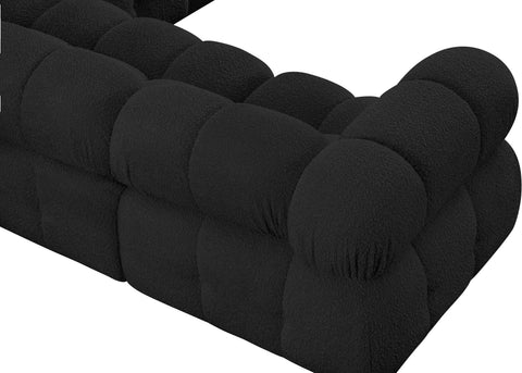 Darcy 136" Black Boucle Fabric Upholstered Sectional, 7-Piece