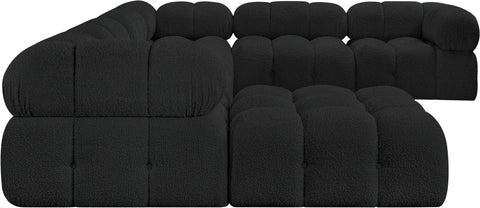 Darcy 136" Black Boucle Fabric Upholstered Sectional, 7-Piece