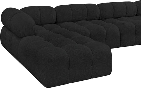 Darcy 136" Black Boucle Fabric Upholstered Sectional, 7-Piece