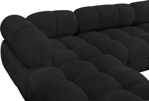 Darcy 136" Black Boucle Fabric Upholstered Sectional, 7-Piece