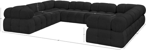 Darcy 136" Black Boucle Fabric Upholstered Sectional, 8-Piece