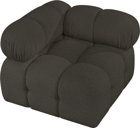 Niya Brown Boucle Fabric Corner Corner