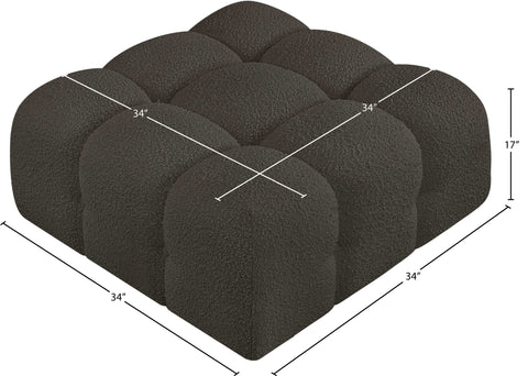 Darcy Brown Boucle Fabric Upholstered Ottoman, 1 Piece