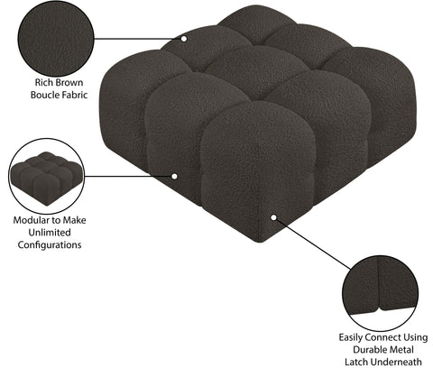 Darcy Brown Boucle Fabric Upholstered Ottoman, 1 Piece