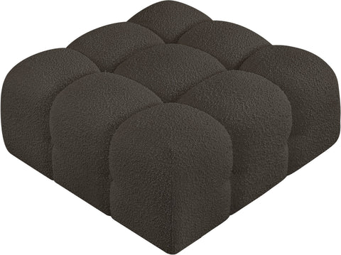 Niya Brown Boucle Fabric Ottoman Ott