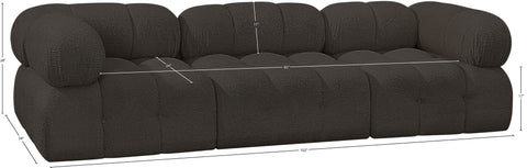 Darcy 102" Brown Boucle Fabric Upholstered Sofa, 3-Piece