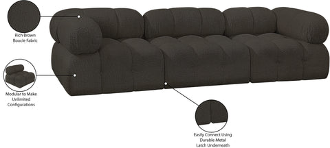 Darcy 102" Brown Boucle Fabric Upholstered Sofa, 3-Piece