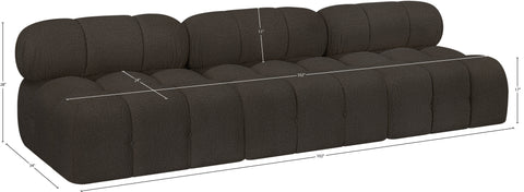 Darcy 102" Brown Boucle Fabric Upholstered Armless Sofa, 3-Piece