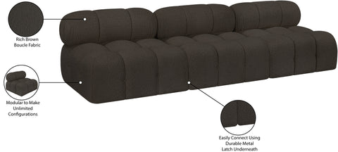 Darcy 102" Brown Boucle Fabric Upholstered Armless Sofa, 3-Piece