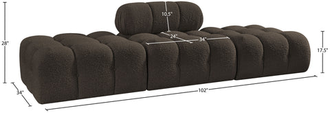 Darcy 102" Brown Boucle Fabric Upholstered Sofa, 3-Piece (Style 2)