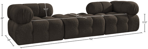 Darcy 102" Brown Boucle Fabric Upholstered Sofa, 3-Piece (Style 3)